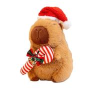 Weihnachts-Capybara-Plüsch | Plüschtiere, 9,8 Zoll Großer Schlafbegleiter Für Die Heimdekoration, Capybara-Stofftier,Capybara-Wurfkissen Mit Weihnachtsmütze Und ZuckerstangeWeihnachts-Capybara-Plüsch