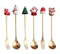 Weihnachts-Kaffeelöffel-Set 180g Edelstahl Geschirr | 3 Löffel & 3 Gabeln im Geschenk-Kästchen | Festliches Besteck für Kaffee Tee & Desserts | Spülmaschinenfestes Partybesteck aus Edelstahl