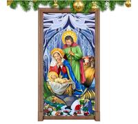 Weihnachts Türschmuck - Heilige Nacht-Weihnachtsbehang-Banner | Krippenszene Heilige Nacht Haustür-Hintergrund, Winter-Weihnachts-Türabdeckung Für Neujahr Drinnen Draußen Haustür-Partyzubehör