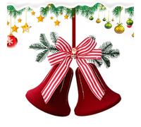 Weihnachtsglocken-Ornamente - Beflockte Weihnachtsdeko zum Aufhängen | Vintage-Metallglocken-Dekoration für Baumkranz, Treppe | Eleganter Weihnachtsanhänger für Haustür, Fenster, Wand, Garten, Kaminsi