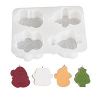 Weihnachtskerzenformen & 3D-Backformen - 4 Mulden Silikonform Für Elch, Weihnachtsmann & | Leicht Zu Lösende Form Kuchen, Harz & Kerzen | Reißfestes Silikon-Backzubehör Weiß, 1 Stück