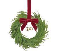 Weihnachtskranz - Künstliche Rote Schleifen Und Glöckchen | Saisonales Design Mit Künstlichem Kiefernzweig, Vordekorierten Akzenten, Praktischer Aufhängeschlaufe, Vielseitiger Weihnachtsschmuc