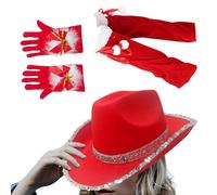 Weihnachtsmann-Kostüm, Weihnachtsoutfits Für Frauen - Cowgirl-Hut-Weihnachtsoutfits - 3x Weihnachtsmann-Kostümset, Ausgefallene Weihnachtskostüme Für Bühnenauftritte, Weihnachtsfeiern
