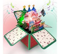 Weihnachtsmann - Tarjetas de Navidad 3D emergentes con luz y música, tarjeta de felicitación 3D de Papá Noel con sobre, tarjetas de Navidad para familiares, esposas, maridos y madres