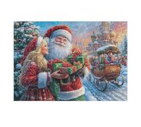 Weihnachtsmann Umarmung Dame Weihnachten Fest Feiertag Zuhause Freizeit Puzzle 300 Piezas para Adultos Divertido Estimulante Y Creativo Actividades En Familia Y Amigos 300 PCS（40x28cm）