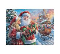 Weihnachtsmann Umarmung Dame Weihnachten Fest Feiertag Zuhause Freizeit Puzzle 500 Piezas para Adultos Divertido Estimulante Y Relajante Hobby Y Entretenimiento En Casa 500 PCS（52×38cm）