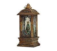 Weihnachtsschneekugel Laterne - 14cm Sechseckige Wassergefüllte Retro Schneelaterne Mit Licht | Abs Harz Weihnachtsmann Baum Design | Nachtlicht Deko Ornament Für Wohnzimmer Kaminsims Schlafzimmer