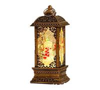 Weihnachtsschneekugel Laterne - 14cm Sechseckige Wassergefüllte Retro Schneelaterne Mit Licht | Abs Harz Weihnachtsmann Baum Design | Nachtlicht Deko Ornament Für Wohnzimmer Kaminsims Schlafzimmer