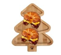 Weihnachtsteller aus Holz - Rechteckiges Weihnachtsgeschirr Tablett mit natürlicher Holzmaserung | Serviertablett für Esstisch, Deko & Gäste | Robustes Holztablett für Weihnachten, Party & Feiertage