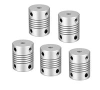 WEIJ 5 unids aleación de aluminio eje acoplamiento flexible acoplador motor conector conjunto (5 mm a 10 mm, L25 x D19)