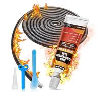 WEILAOK 2.5m Junta Cristal Chimenea, Pegamento Alta Temperatura, Junta Chimenea, Sellador Tubo Chimenea, Silicona Alta Temperatura, Apto para Hornos, Chimeneas, Puertas de Chimeneas, etc, 8 mmv