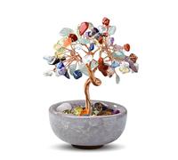 WEILAOK Árbol de la Vida de Cuarzo Rosa, Piedras Preciosas Naturales de Feng Shui, Piedras Chakras Energéticas de Buena Suerte, Árbol de Dinero de Cristal para Meditación Reiki Decoración
