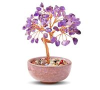 WEILAOK Árbol de la Vida de Cuarzo Rosa, Piedras Preciosas Naturales de Feng Shui, Piedras Chakras Energéticas de Buena Suerte, Árbol de Dinero de Cristal para Meditación Reiki Decoración