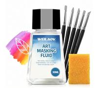 WEILAOK Enmascarador Acuarela, Enmascaramiento de Líquido para Pintura de Acuarela, Masking Fluid para Cubrir y Precisar Bordes, Impermeable y extraíble, Lápiz de Silicona y Toallita Limpiadora-30ml