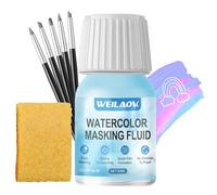 WEILAOK Enmascarador Acuarela, Liquido Enmascarador, Making Fluid para Pintar para Cubrir y Precisar Bordes, Lápiz de Silicona y Toallita Limpiadora, Azul-30ml