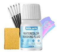 WEILAOK Enmascarador Acuarela, Liquido Enmascarador, Making Fluid para Pintar para Cubrir y Precisar Bordes, Lápiz de Silicona y Toallita Limpiadora, Blanco-30ml