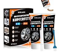 WEILAOK Grasa Cobre, Pasta de Cobre, Grasa para Rodamientos, Grasa Silicona, Adecuado para Pastillas de Freno de Coche y Varios Tornillos, 80 g, 2 Piezas