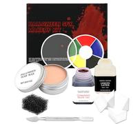 WEILAOK Kit Maquillaje Halloween, Halloween Makeup SFX , Sangre Halloween+Látex Liquido Maquillaje+Scar Wax+ 6 Colores para Cicatrices + Herramienta de Espátula + Esponja, Efecto de Terror Realista