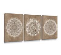 weiling Arte de la pared de estilo bohemio pintura en lienzo cartel geométrico marrón, adecuado para la oficina del dormitorio del país imagen abstracta de la decoración del hogar 30x40cmx3 sin marco