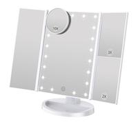 WEILY Espejo de Maquillaje Iluminado Espejo de la vanidad con la ampliación 1X / 2X / 3X, Noches Naturales del LED, Pantalla táctil, Espejo cargable (Blanco)