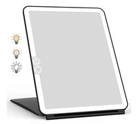 WEILY Espejo de maquillaje luminoso, con 72 luces LED en 3 colores, pantalla táctil, espejo de maquillaje de brillo ajustable, espejo de viaje ultrafino, compacto y fácil de transportar. (negro)
