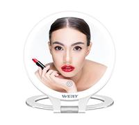 WEILY Espejo Maquillaje con Luz, 10x/1x Espejo Aumento, Espejo Led de Doble Cara con 3 Colores, Recargable Plegable Espejo Baño para Maquillaje y Viaje (Blanco)