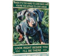 Weimaraner Mira A Tu Lado Letrero Metálico Diseño Letreros Metal Estaño Decor Cartel Metal para Baño Cocina Jardín 20X30 Cm