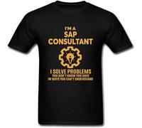 WEIMEIDA Creative Design T Shirt For Men Sap Consultant Letter Quotes Headline Men Tshirts Father's Day Popular Cotton Tops Tees Black XXL
