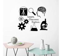 WEIMEIJIE Aprendizaje de ciencias, decoración para el aula "Me encanta la ciencia", científicos, maestros, pegatinas, exploración, introducción, divertidos vinilos decorativos para la pared