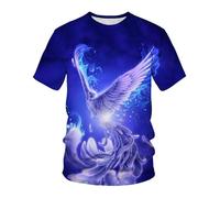 WEIMEIJIE Camiseta Casual con Estampado 3D de fénix en Llamas Azules para Hombre, Tendencia Urbana, Manga Corta, Verano, Deportes al Aire Libre