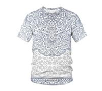 WEIMEIJIE Camiseta de Manga Corta con Cuello Redondo y Estampado Floral geométrico 3D de Estilo Bohemio para Hombre y Mujer, Tops Deportivos Casuales de Calle de Verano