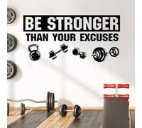 WEIMEIJIE Más poderoso que tus excusas: pegatinas de pared con mancuernas para gimnasio, pegatinas de pared inspiradoras para el entrenamiento físico.