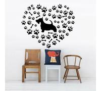WEIMEIJIE Pegatinas de pared con huellas de perro, diseño de corazón, decoración del hogar, tienda de mascotas, estudio, salón de belleza, pegatinas de pared con arte animal.