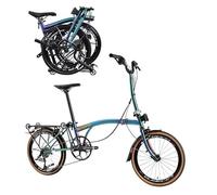 WEIMILOR Bicicleta Plegable de Aluminio de 16" y 9 velocidades con Frenos de Disco hidráulicos, Guardabarros y portaequipaje Trasero de aleación, radios de Acero Inoxidable y Soportes