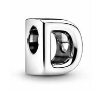 WEIMU Abalorio de plata de ley 925 con forma de letra, para pulseras, colgantes, compatible con pulseras europeas y collar para mujeres, m, Plata de ley, Circonita cúbica