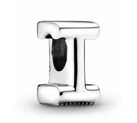 WEIMU Abalorio de plata de ley 925 con forma de letra, para pulseras, colgantes, compatible con pulseras europeas y collar para mujeres, m, Plata de ley, Circonita cúbica