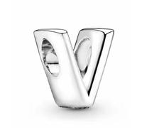 WEIMU Abalorio de plata de ley 925 con forma de letra, para pulseras, colgantes, compatible con pulseras europeas y collar para mujeres, m, Plata de ley, Circonita cúbica