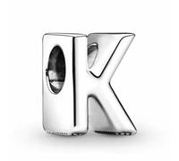 WEIMU Abalorio de plata de ley 925 con forma de letra, para pulseras, colgantes, compatible con pulseras europeas y collar para mujeres, m, Plata de ley, Circonita cúbica