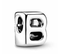 WEIMU Abalorio de plata de ley 925 con forma de letra, para pulseras, colgantes, compatible con pulseras europeas y collar para mujeres, m, Plata de ley, Circonita cúbica