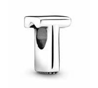 WEIMU Abalorio de plata de ley 925 con forma de letra, para pulseras, colgantes, compatible con pulseras europeas y collar para mujeres, m, Plata de ley, Circonita cúbica