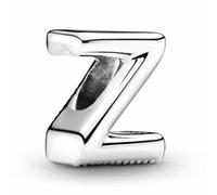 WEIMU Abalorio de plata de ley 925 con forma de letra, para pulseras, colgantes, compatible con pulseras europeas y collar para mujeres, m, Plata de ley, Circonita cúbica