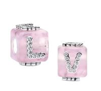 WEIMU Charms Plata Colgante S925 para pulseras, colgante stopper charm, beads charms, compatible con pulseras europeas y collar para mujer, m, Plata de ley, Circonita cúbica