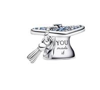 WEIMU Charms Plata Colgante S925 para pulseras, colgante stopper charm, beads charms, compatible con pulseras europeas y collar para mujer, m, Plata de ley, Circonita cúbica