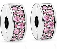 WEIMU Charms Stopper 925 Sterling Silver para pulsera con clip de goma Charms para abalorios, pulseras colgantes espaciadores, m, Plata de ley, Circonita cúbica