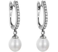 WEIMU Pendientes de perlas chapados en oro blanco de 18 quilates, pendientes de perlas de plata 925, pendientes de perlas para mujer, pendientes para niñas con baja alergia, 35mm, Plata de ley, No.