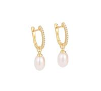 WEIMU Pendientes de perlas chapados en oro blanco de 18 quilates, pendientes de perlas de plata 925, pendientes de perlas para mujer, pendientes para niñas con baja alergia, 35mm, Plata de ley, No.