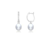 WEIMU Pendientes de perlas chapados en oro blanco de 18 quilates, pendientes de perlas de plata 925, pendientes de perlas para mujer, pendientes para niñas con baja alergia, 35mm, Plata de ley, No.