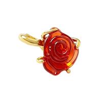 WEIMU Roségold encantos tapón 925 plata para pulsera con goma clip tapón encantos para cuentas encanto pulsera colgante espaciador (Rote Blumen)