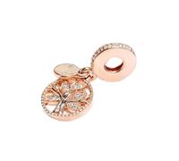 WEIMU Tope de plata de ley 925 de oro rosa para pulsera con clip de goma para abalorios, pulseras y colgantes espaciadores, m, Plata de ley, Circonita cúbica