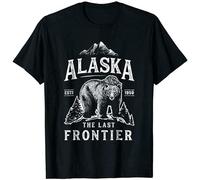 Weinafang Black-Alaska T Shirt The Last Frontier Bear Home Men Gifts 100% Cotton Black S